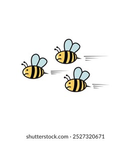 Ilustración vectorial de la mascota de las abejas enojadas. Símbolo de vuelo de dibujos animados de abeja. Abeja de miel Pot signo, emblema aislado sobre fondo blanco.