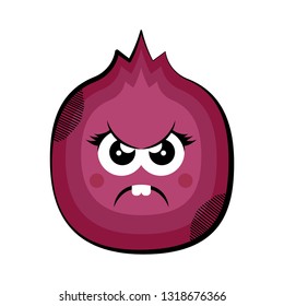 Angry beet cartoon. Colored sketch. Vector illustration design