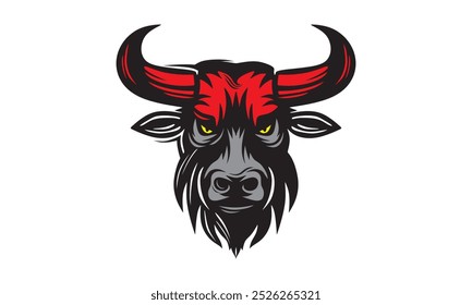 angry big bull head logo, silhouette of strong big buffalo vector illustrations