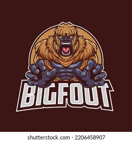 Angry Bigfoot Mascot Logo Illustration