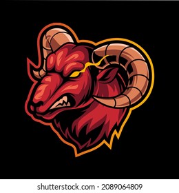 angry bighorn sheep head,   mascot logo illustration for esport team and streamer