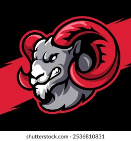 cabeça de ovelha bighorn irritada, ilustração do logotipo mascote para equipe de esporte e streamer