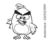 angry bird Vector illustration, line art, coloring book, wall mural, cute, cartoonish