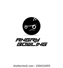 Angry black bowling ball with sharp eyes