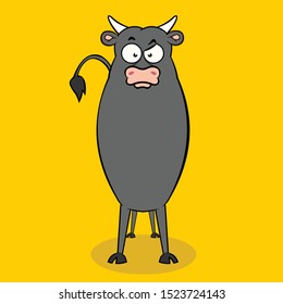 angry black bull cartoon character 