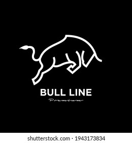 angry black bull vector line logo icon design illustration isolate white background