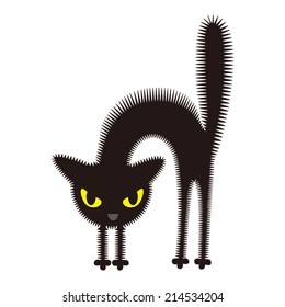 Angry Black Cat / Vector Illustration