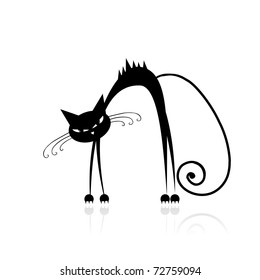 Angry black cat for your design