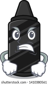 Angry black crayon above mascot wood table