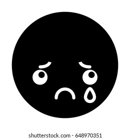 Angry black kawaii emoticon face