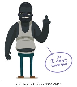 Angry Black Man, Anti Valentine, Vector