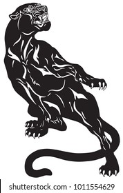 Angry Black Panther Attacking Pose Black Stock Vector (Royalty Free ...