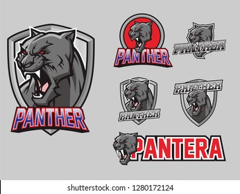 angry black panther head icon logo mascot