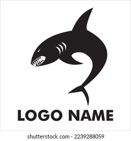 Vector de logotipo de tiburón negro enojado