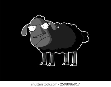 Angry Black Sheep Vector Illustration