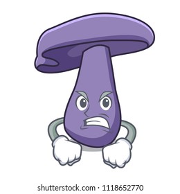 Angry blewit mushroom mascot cartoon