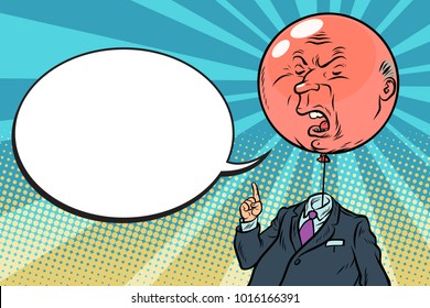 angry bloated red boss bubble. Comic book cartoon pop art retro drawing illustration