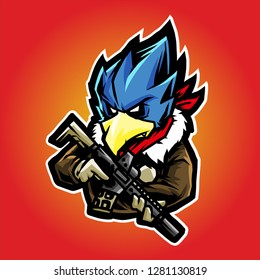 angry blu bird for icon logo mascot