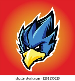 angry blu bird for icon logo mascot
