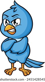 Angry blue bird vector illustration