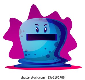 Angry blue cartoon monster vector illustartion on white background