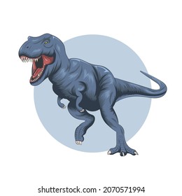 angry blue dinosaur vector illustration