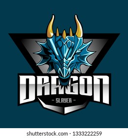 angry blue dragon with a long snout and big horns