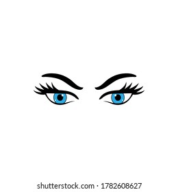 Angry Blue Eye.flat vector graphic in white background
