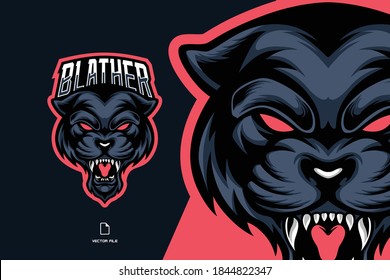 angry blue panther head mascot esport logo for game team illustration