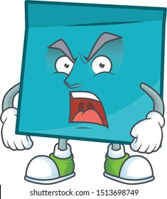 Angry blue rectangle sticker paper on white background.