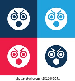 Angry blue and red four color minimal icon set