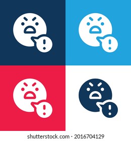 Angry blue and red four color minimal icon set