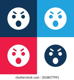 Angry blue and red four color minimal icon set