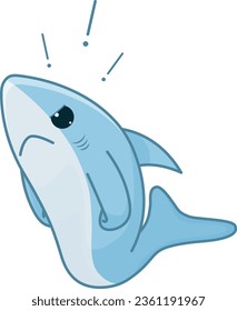 Angry blue shark cartoon character isolated on a white background. Vector illustration