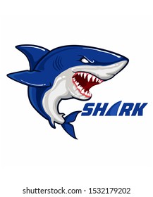 angry blue shark mascot in vector