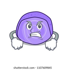 Angry blueberry roll cake mascot cartoon