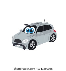 angry blue-eyed silver car angry