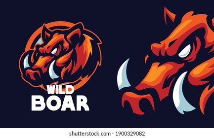 angry boar head mascot sports logo illustration