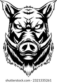 Angry Boar Head with tusks