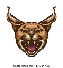 angry bobcat head vector with detailed style