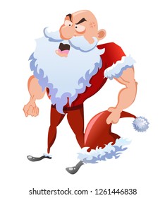 angry bodybuilder santa claus vector