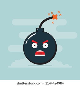 Angry Bomb Cartoon Flat Design