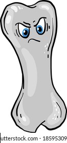Hueso enojado, ilustración, vector sobre fondo blanco.