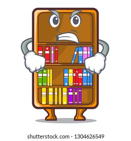 Angry bookcase isolated in the with characters