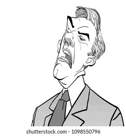 Angry boss. Annoyed politician. Angry man. Speaking politician Vector illustration