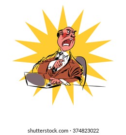 Angry boss business businessman laptop