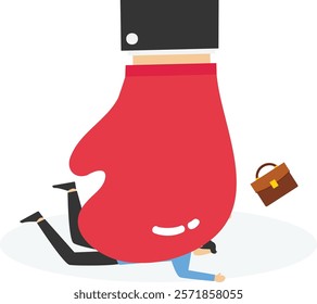 Angry boss and businessman screaming at subordinate, Vector illustration in flat style

