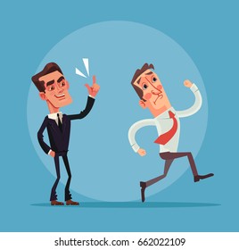 Angry boss and employee characters. Vector flat cartoon illustration