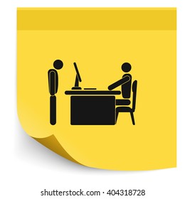 Angry boss with employee. Flat icon.