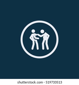 Angry boss with employee. Flat icon.